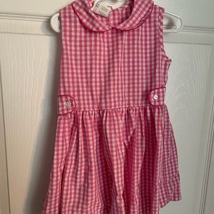 Pink and white gingham dress